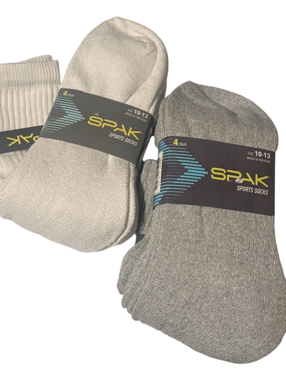 Men's 4-Pair Sports Socks in White and Gray ( 2-Packs )